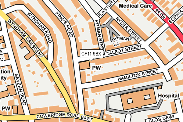 CF11 9BX map - OS OpenMap – Local (Ordnance Survey)