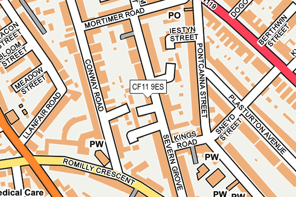 CF11 9ES map - OS OpenMap – Local (Ordnance Survey)