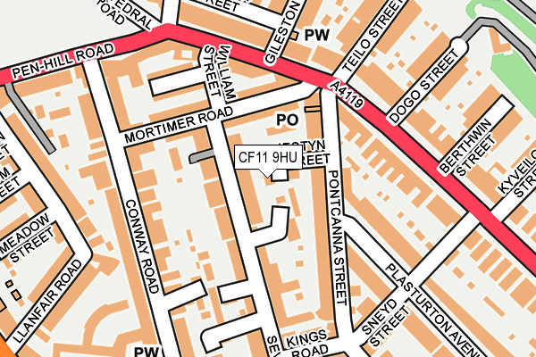 CF11 9HU map - OS OpenMap – Local (Ordnance Survey)