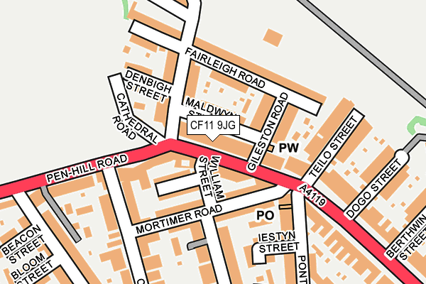 CF11 9JG map - OS OpenMap – Local (Ordnance Survey)
