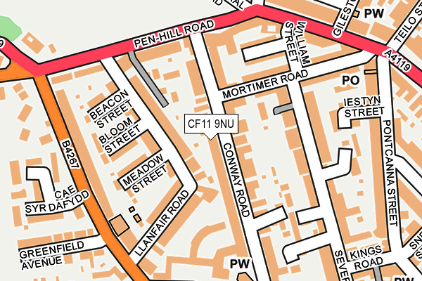 CF11 9NU map - OS OpenMap – Local (Ordnance Survey)