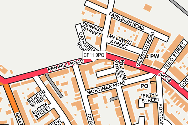 CF11 9PQ map - OS OpenMap – Local (Ordnance Survey)