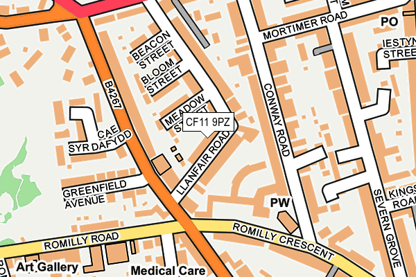 CF11 9PZ map - OS OpenMap – Local (Ordnance Survey)