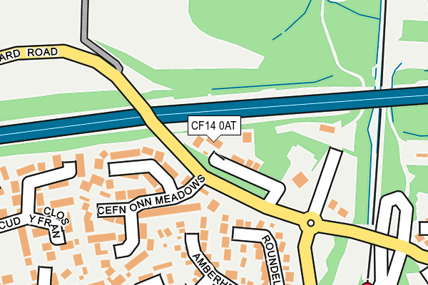 CF14 0AT map - OS OpenMap – Local (Ordnance Survey)