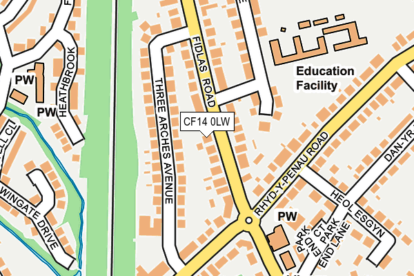 CF14 0LW map - OS OpenMap – Local (Ordnance Survey)