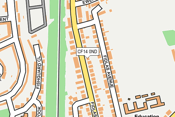 CF14 0ND map - OS OpenMap – Local (Ordnance Survey)