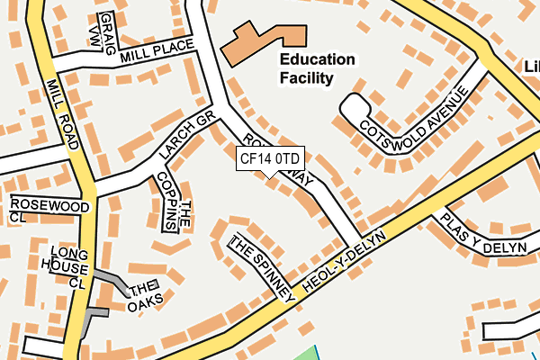 CF14 0TD map - OS OpenMap – Local (Ordnance Survey)