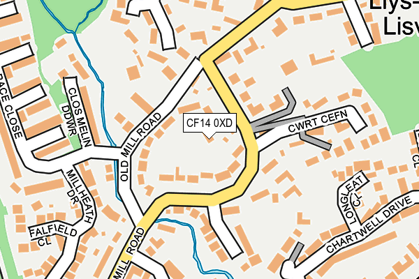 CF14 0XD map - OS OpenMap – Local (Ordnance Survey)