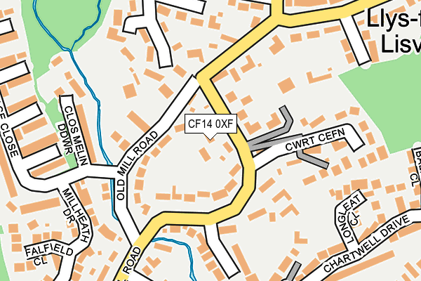 CF14 0XF map - OS OpenMap – Local (Ordnance Survey)