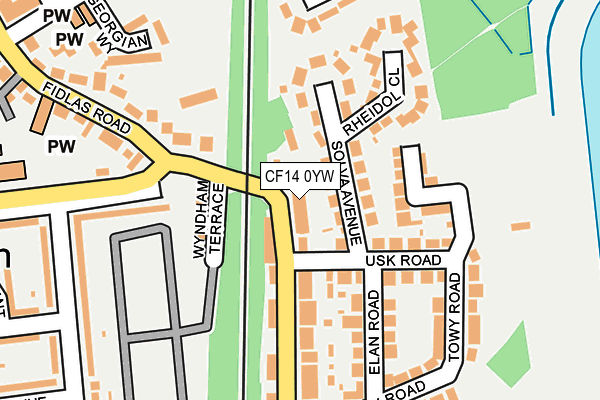 CF14 0YW map - OS OpenMap – Local (Ordnance Survey)