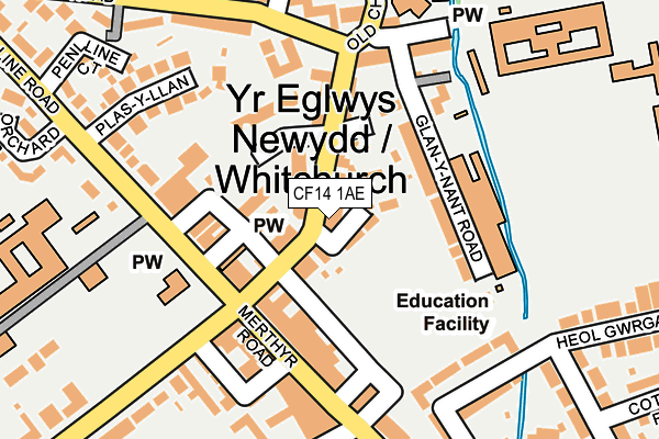 CF14 1AE map - OS OpenMap – Local (Ordnance Survey)