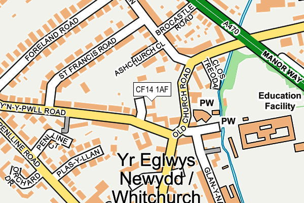 CF14 1AF map - OS OpenMap – Local (Ordnance Survey)