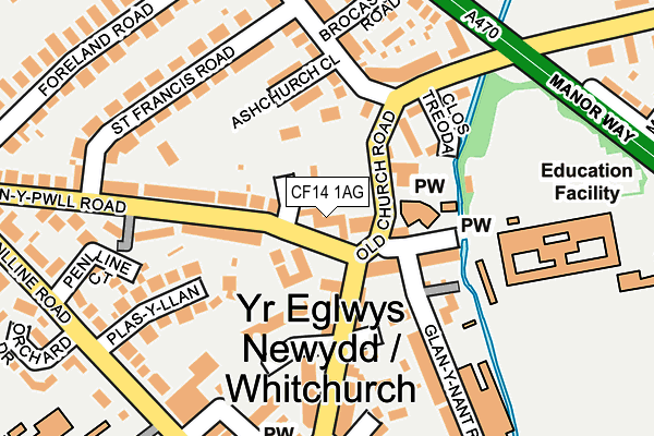 CF14 1AG map - OS OpenMap – Local (Ordnance Survey)