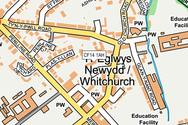 CF14 1AH map - OS OpenMap – Local (Ordnance Survey)