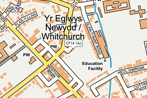 CF14 1AJ map - OS OpenMap – Local (Ordnance Survey)