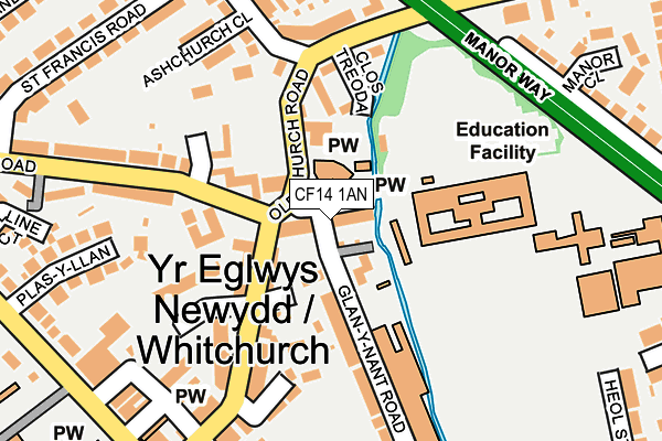 CF14 1AN map - OS OpenMap – Local (Ordnance Survey)