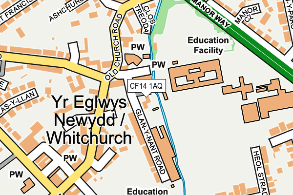 CF14 1AQ map - OS OpenMap – Local (Ordnance Survey)