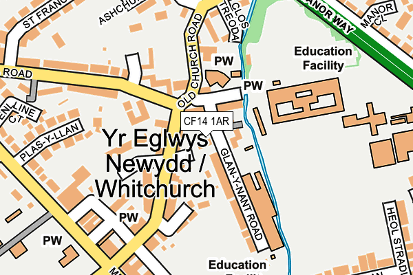 CF14 1AR map - OS OpenMap – Local (Ordnance Survey)