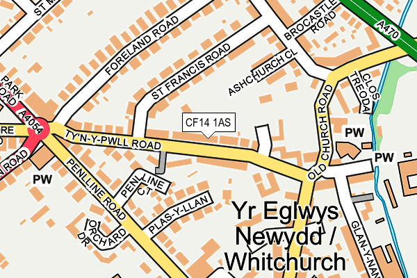 CF14 1AS map - OS OpenMap – Local (Ordnance Survey)