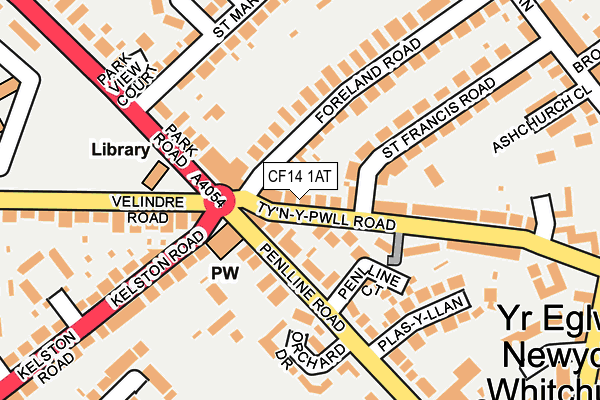 CF14 1AT map - OS OpenMap – Local (Ordnance Survey)