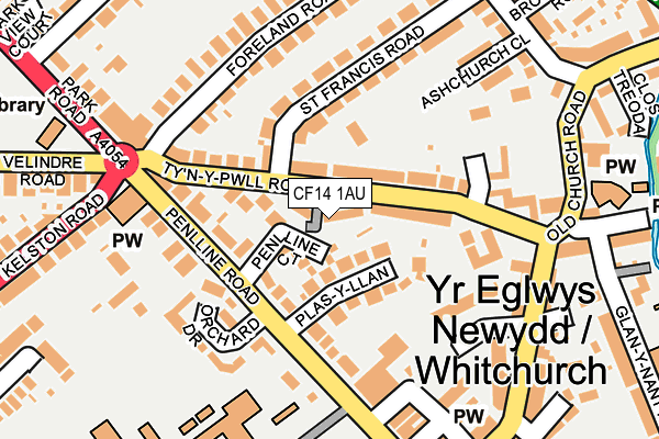 CF14 1AU map - OS OpenMap – Local (Ordnance Survey)