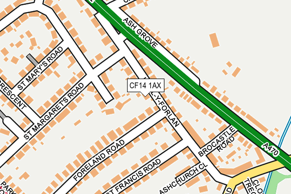 CF14 1AX map - OS OpenMap – Local (Ordnance Survey)