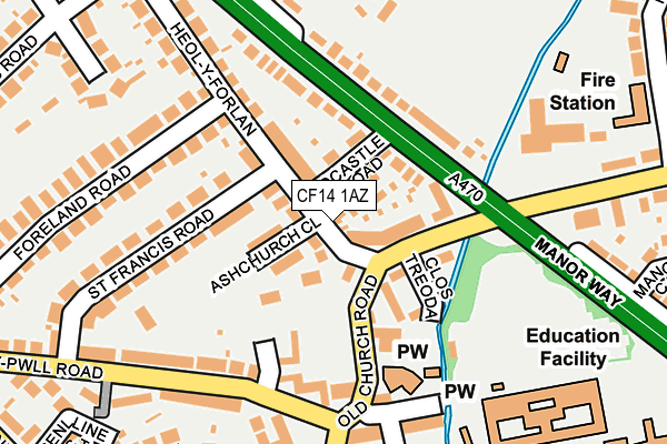 CF14 1AZ map - OS OpenMap – Local (Ordnance Survey)