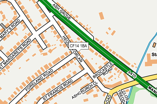 CF14 1BA map - OS OpenMap – Local (Ordnance Survey)