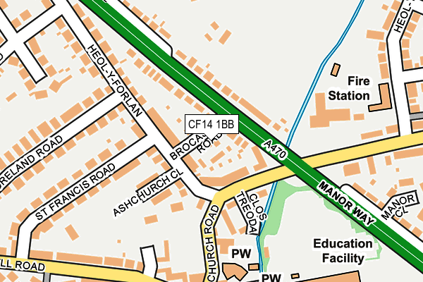 CF14 1BB map - OS OpenMap – Local (Ordnance Survey)