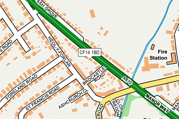 CF14 1BD map - OS OpenMap – Local (Ordnance Survey)