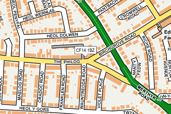 CF14 1BZ map - OS OpenMap – Local (Ordnance Survey)