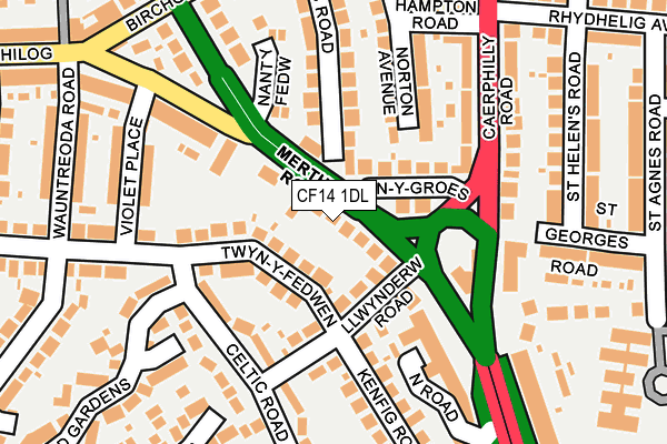 CF14 1DL map - OS OpenMap – Local (Ordnance Survey)
