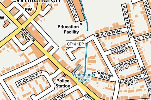 CF14 1DP map - OS OpenMap – Local (Ordnance Survey)