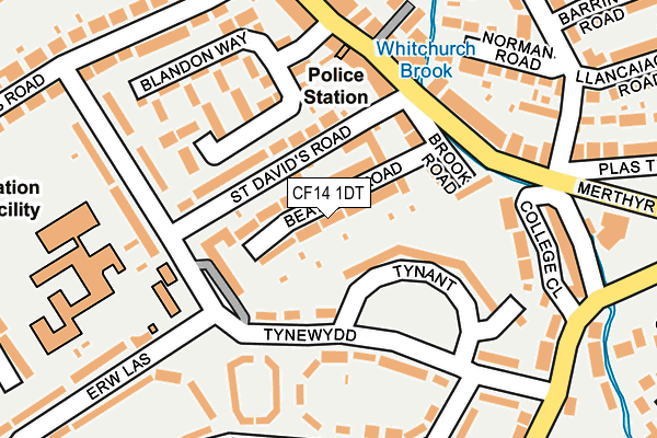 CF14 1DT map - OS OpenMap – Local (Ordnance Survey)