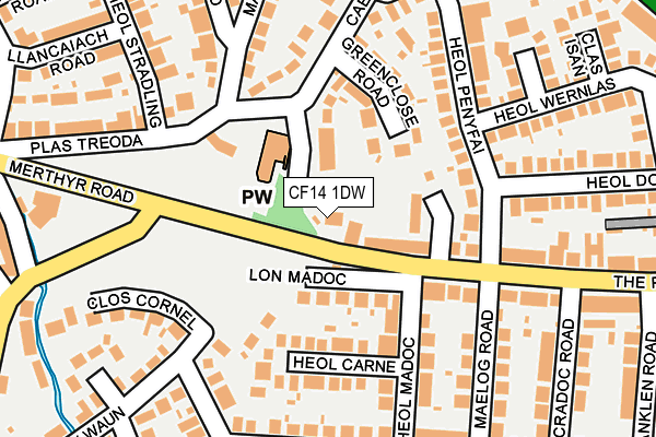 CF14 1DW map - OS OpenMap – Local (Ordnance Survey)