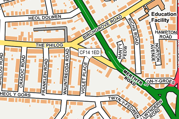 CF14 1ED map - OS OpenMap – Local (Ordnance Survey)