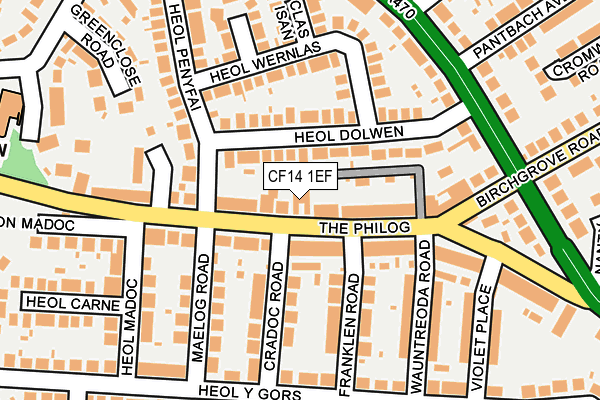 CF14 1EF map - OS OpenMap – Local (Ordnance Survey)