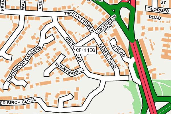 CF14 1EG map - OS OpenMap – Local (Ordnance Survey)