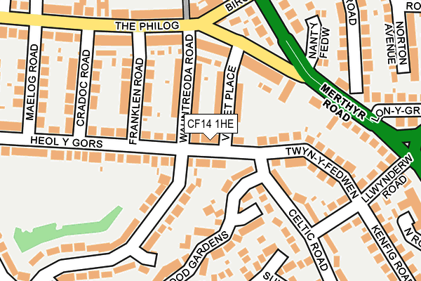 CF14 1HE map - OS OpenMap – Local (Ordnance Survey)