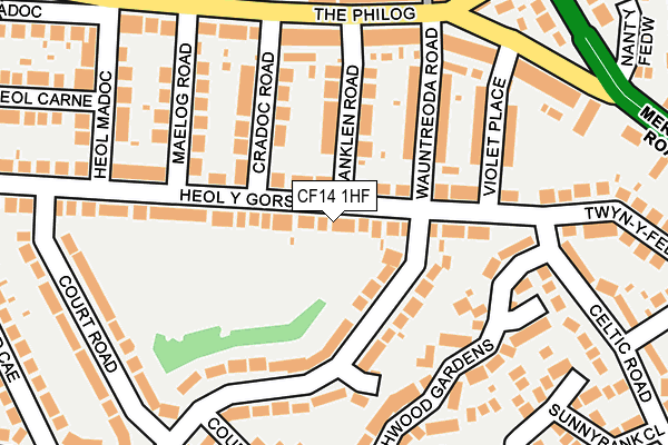 CF14 1HF map - OS OpenMap – Local (Ordnance Survey)