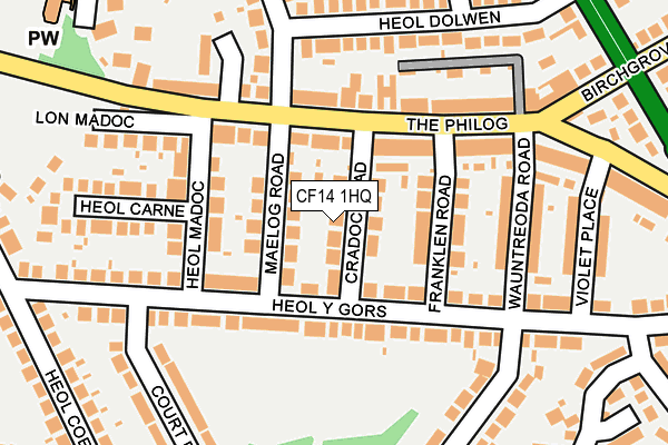 CF14 1HQ map - OS OpenMap – Local (Ordnance Survey)