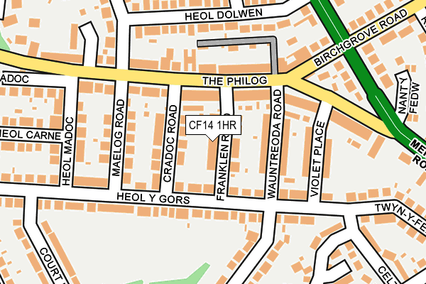 CF14 1HR map - OS OpenMap – Local (Ordnance Survey)