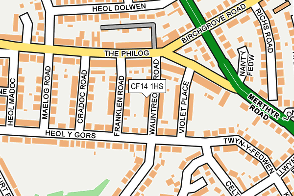 CF14 1HS map - OS OpenMap – Local (Ordnance Survey)