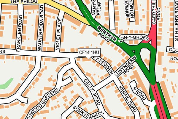 CF14 1HU map - OS OpenMap – Local (Ordnance Survey)