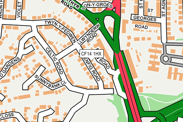 CF14 1HX map - OS OpenMap – Local (Ordnance Survey)