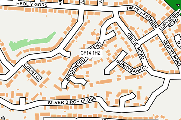 CF14 1HZ map - OS OpenMap – Local (Ordnance Survey)