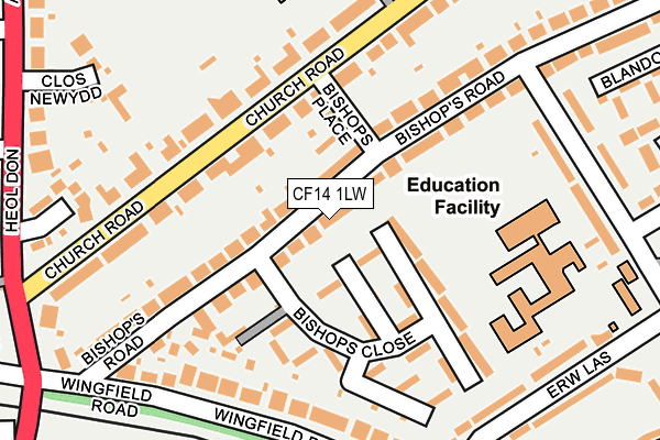 CF14 1LW map - OS OpenMap – Local (Ordnance Survey)