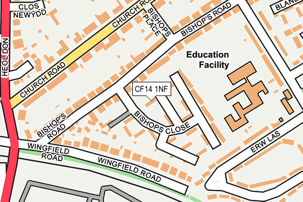 CF14 1NF map - OS OpenMap – Local (Ordnance Survey)