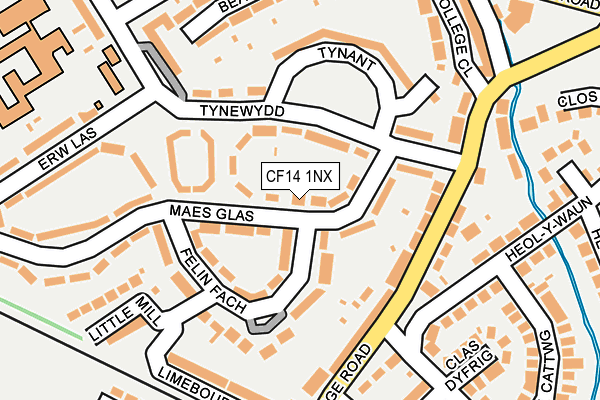 CF14 1NX map - OS OpenMap – Local (Ordnance Survey)