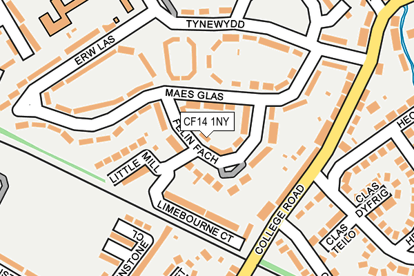 CF14 1NY map - OS OpenMap – Local (Ordnance Survey)